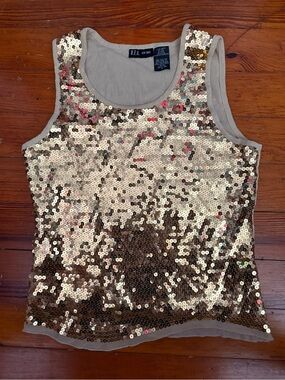 Sequin Tank Top in Shimmering Gold